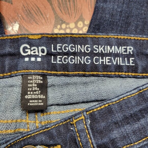 Gap Size 2 Classic Dark Wash Faded Denim Blue Skimmer Legging Skinny Jeans - Picture 8 of 9